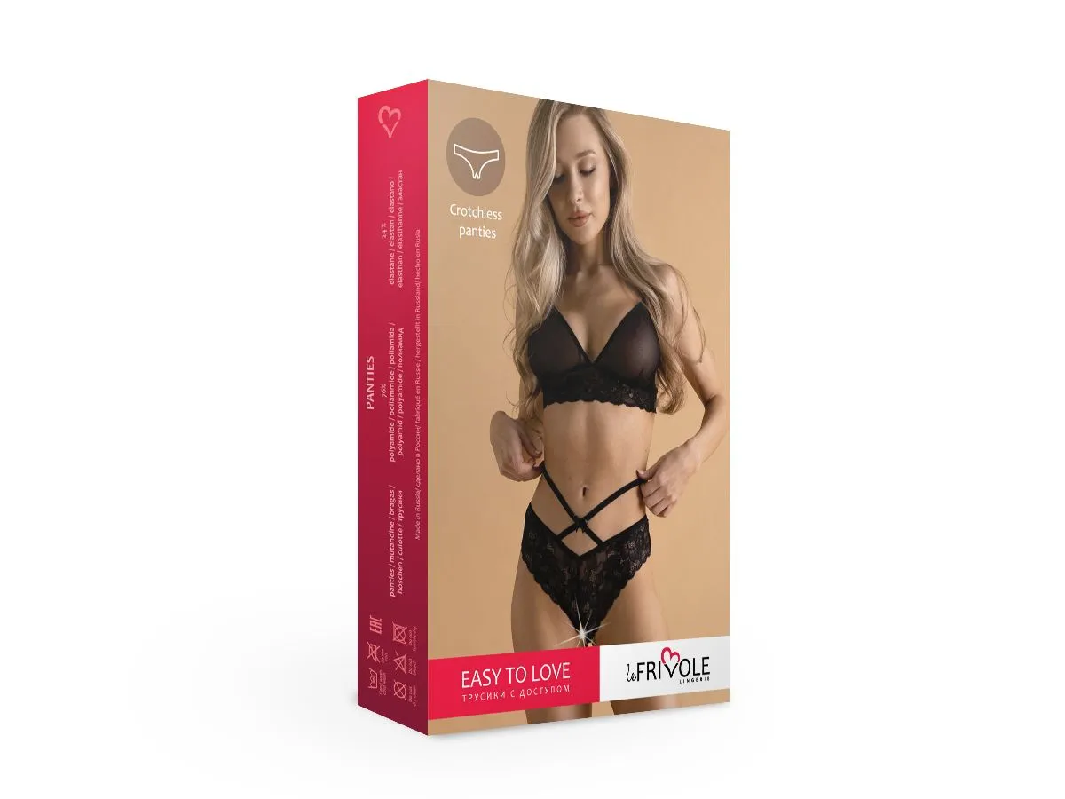 Эротическое романтичные кружевные трусики с доступом и стрепами easy to love в 