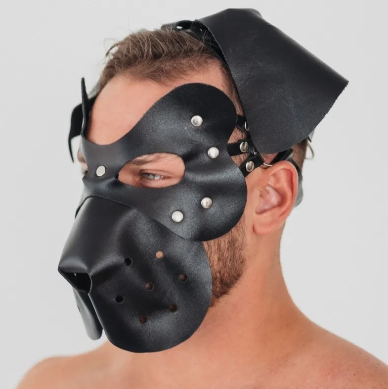 маска послушный пес из натуральной кожы 58017ars в 