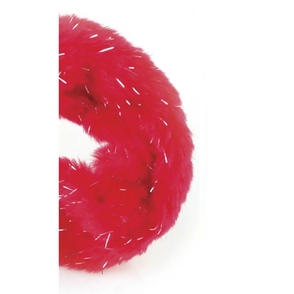 наручники декоративные с мехом pipedream fancy furry cuffs, красные в 