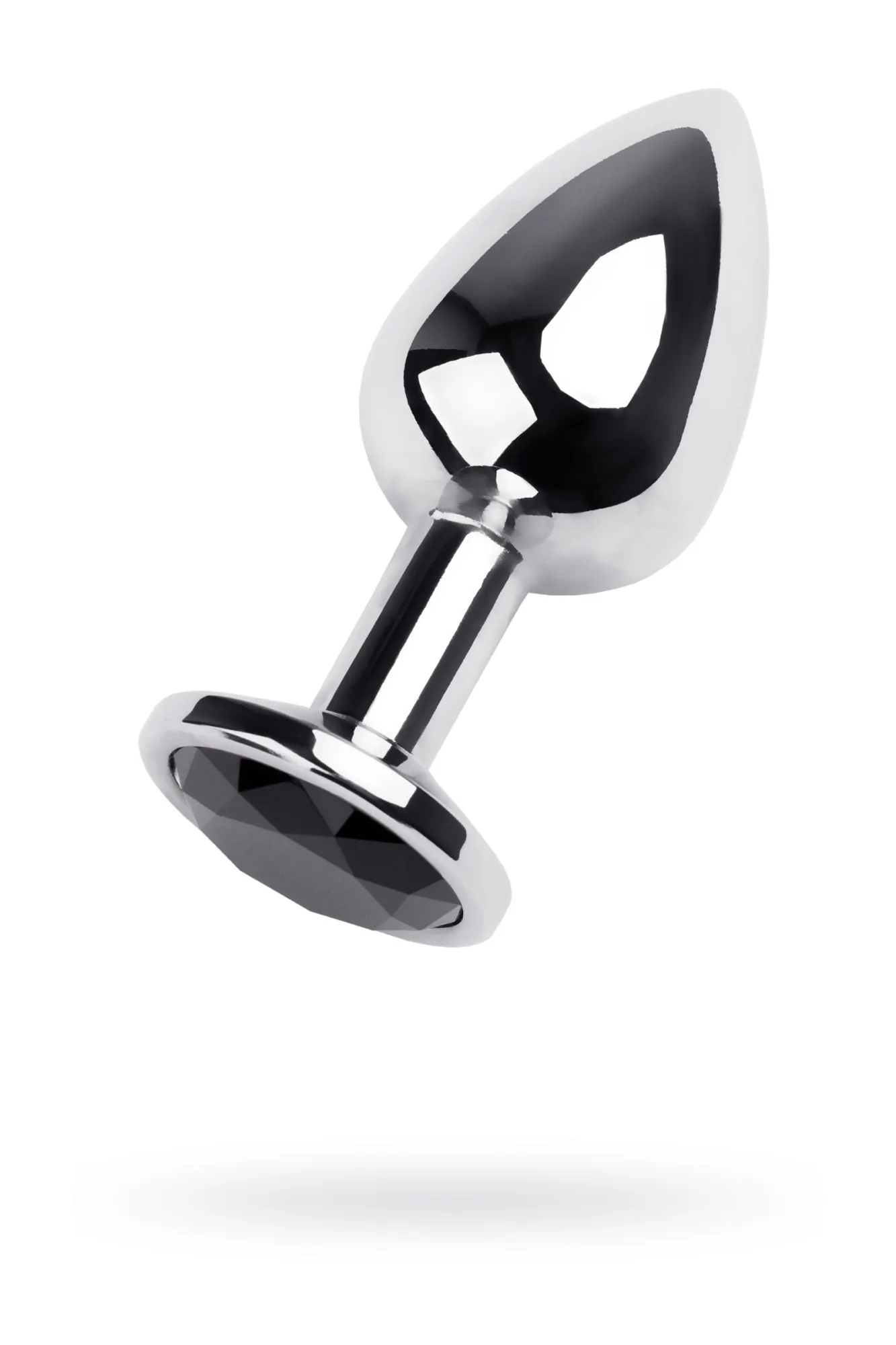 Анальная втулка Metal by TOYFA, металл, серебряная, с чёрным кристаллом