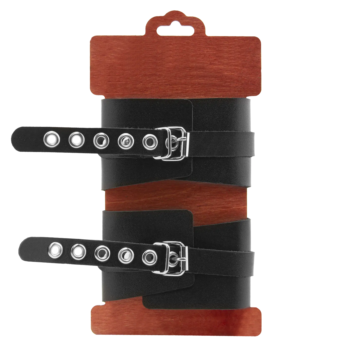 оковы pinkrabbit из черной кожи с красным декором в 