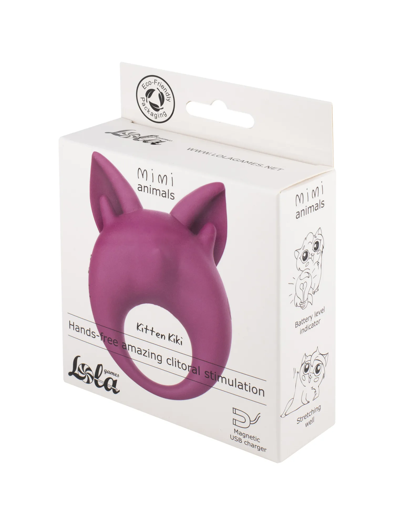 перезаряжаемое кольцо для клиторальной стимуляции mimi animals kitten kiki purple 7200-03lola в 