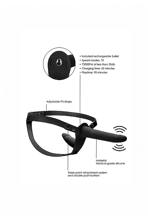 двойной страпон adjustable с вибрацией в 