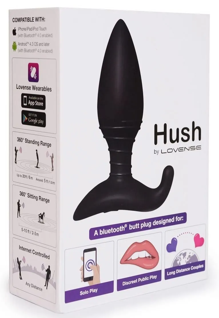 анальная пробка с приложением lovense hush размер s, чёрная в 