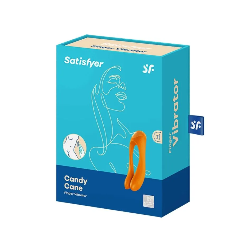 мини-вибратор на палец satisfyer candy cane, оранжевый в 