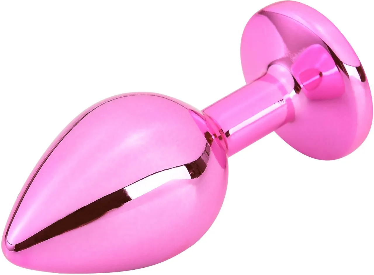 розовая алюминивая анальная пробка medium в 