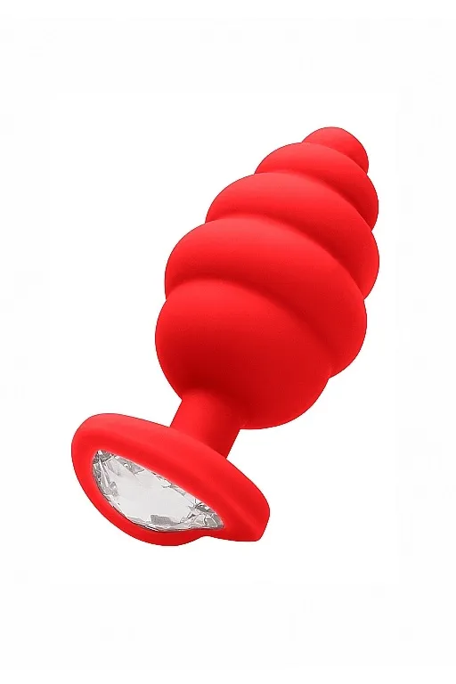 Анальная пробка Extra Large Ribbed Diamond Heart Plug