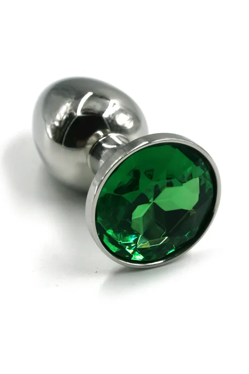 Анальная пробка из аллюминия с зеленым кристаллом (Small)