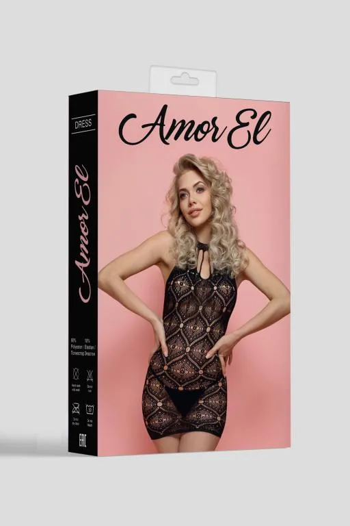 Эротическое ажурное мини-платье xl в 