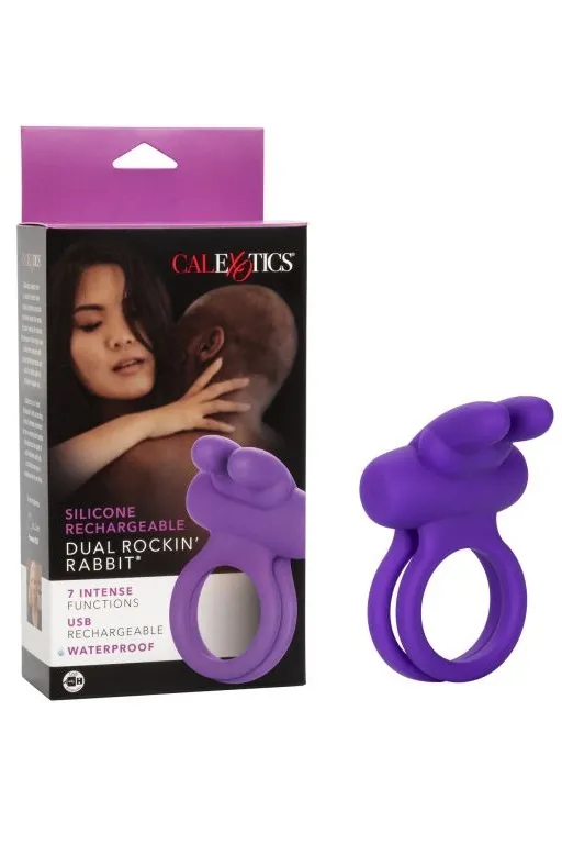 Перезарежаемое двойное эрекционное кольцо с вибрацией Dual Rockin Rabbit