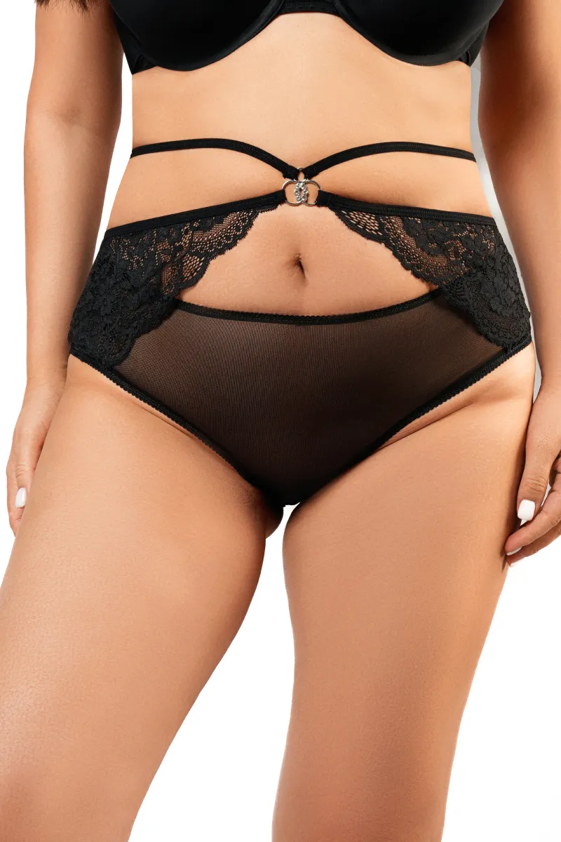 Эротическое черные трусики в размере queen-size в 