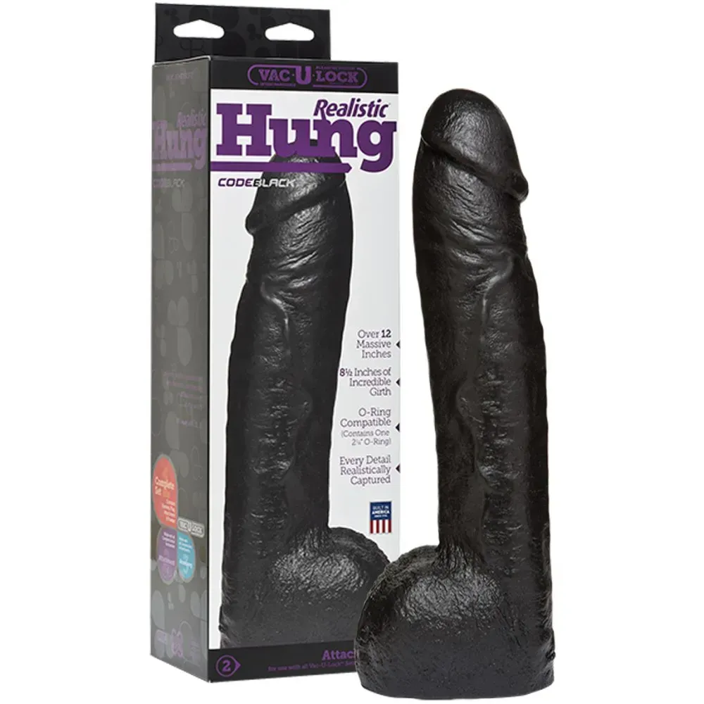 насадка фаллоимитатор черная hung vac-u-lock codeblack - doc johnson made in usa в 