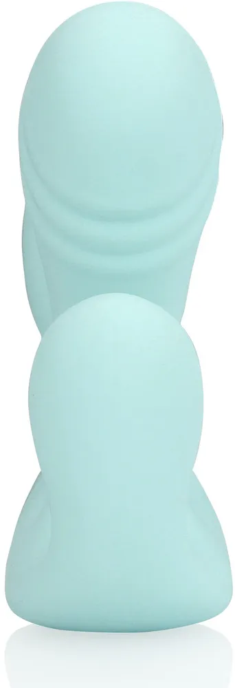 вибратор «три в одном» из жидкого силикона — breezy blue в 