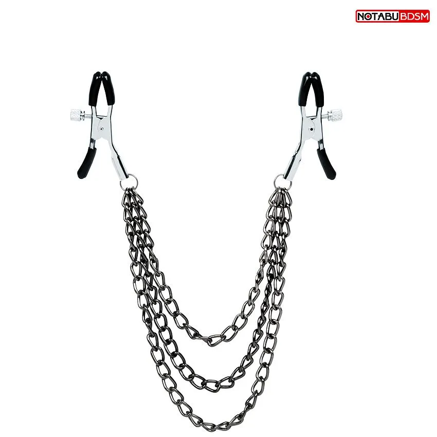 зажимы на соски notabu bdsm с тремя цепочками в 