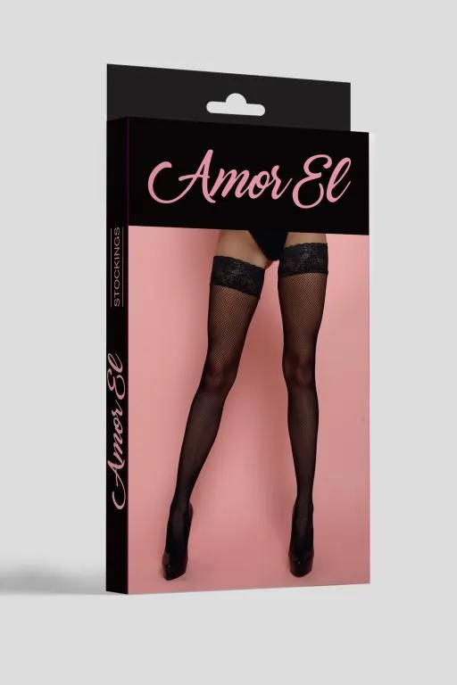 Эротическое чулки в мелкую сетку rosa roja s/l черные в 