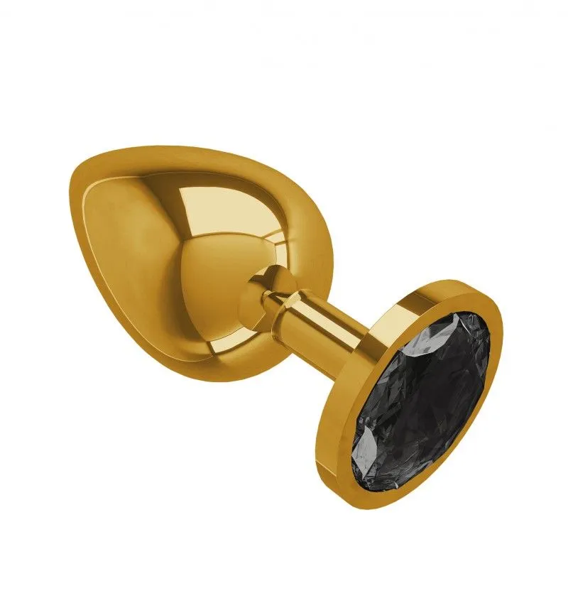 анальная втулка золото большая с черным кристаллом в 