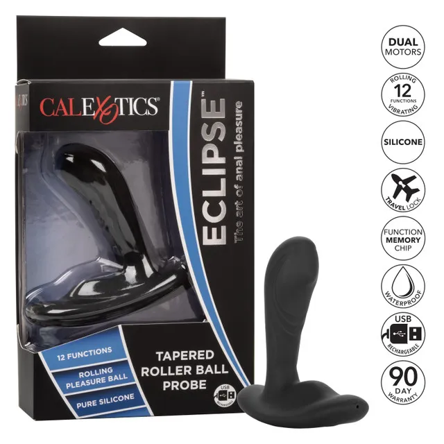 перезарежаемый силиконовый массажер простатыtapered roller ball probe с функцией "вращающийся шарик" в 