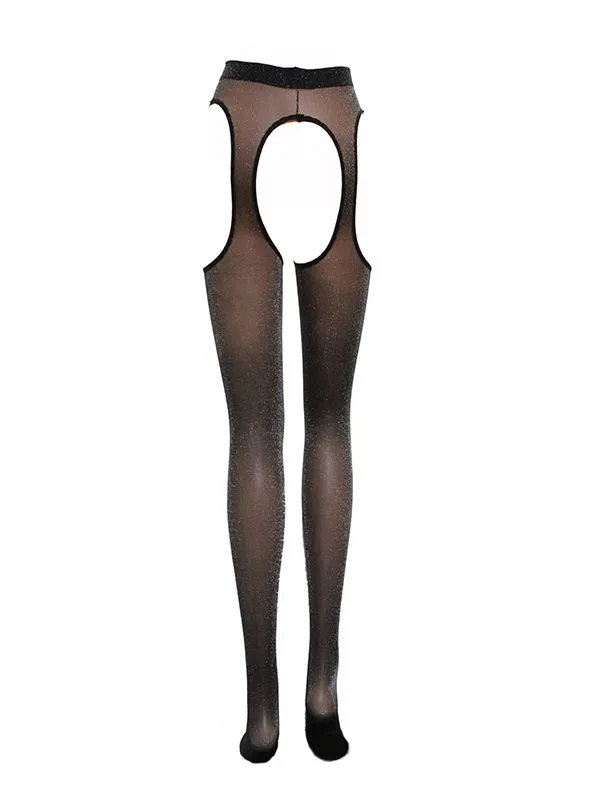 Эротическое чулки с поясом ashley черные с золотым люрексом в 