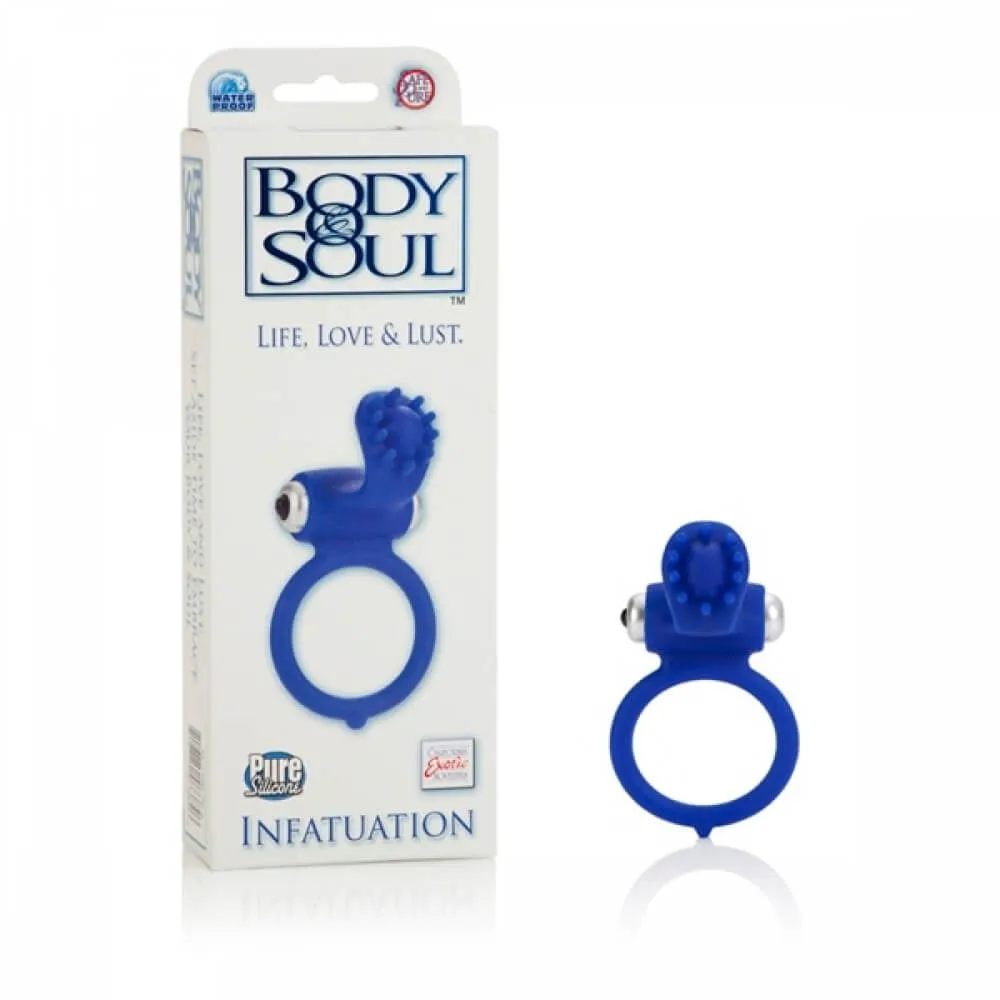 виброкольцо california exotic novelties body & soul infatuation, синее в 