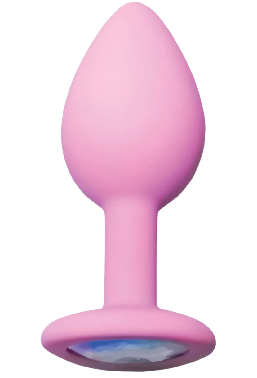 набор анальных пробок pink rabbit jessie, 3 шт., силиконовые, с разноцветным кристаллом, розовые в 