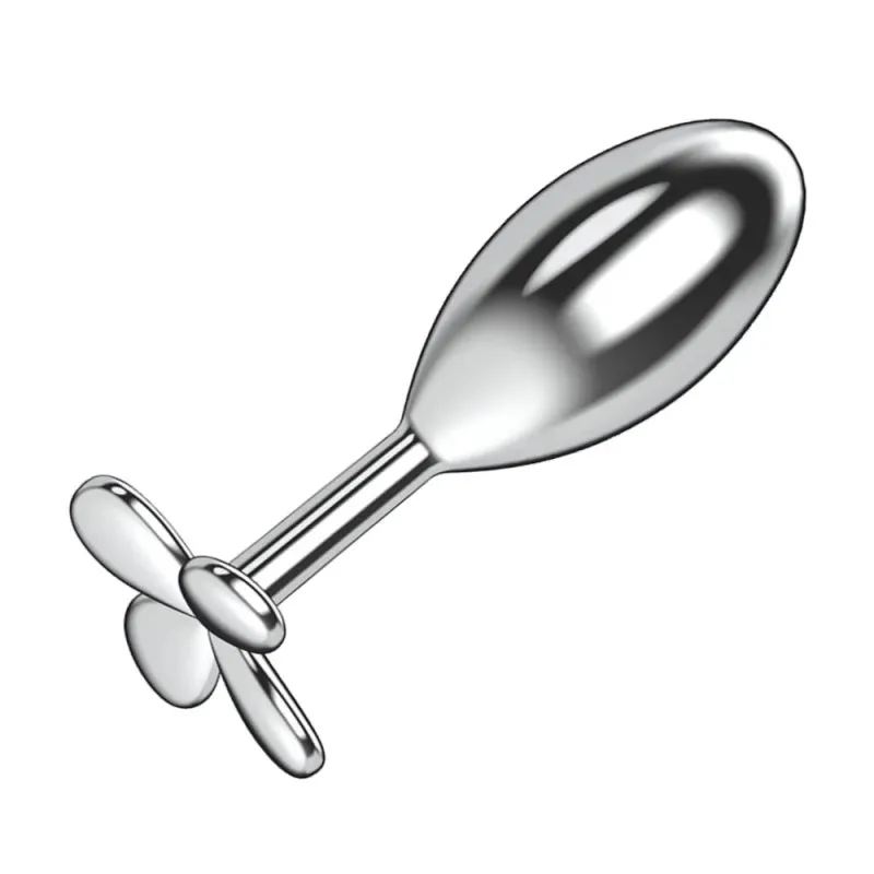 алюминивая анальная пробка-капля с ограничителем в виде цветка в 