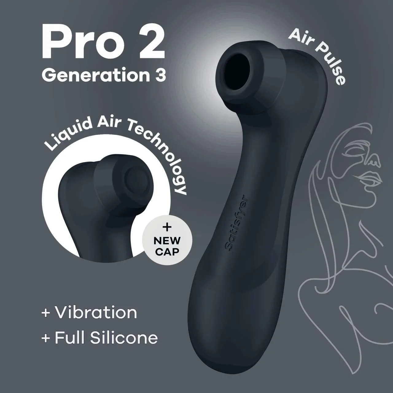клиторальный вибростимулятор pro 2 generation 3 with liquid air (dark grey) в 