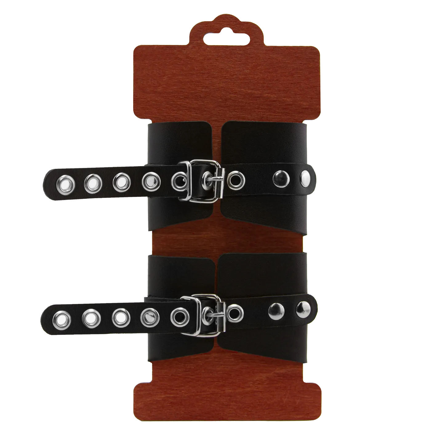 наручники pinkrabbit из черной кожи с красным декором в 