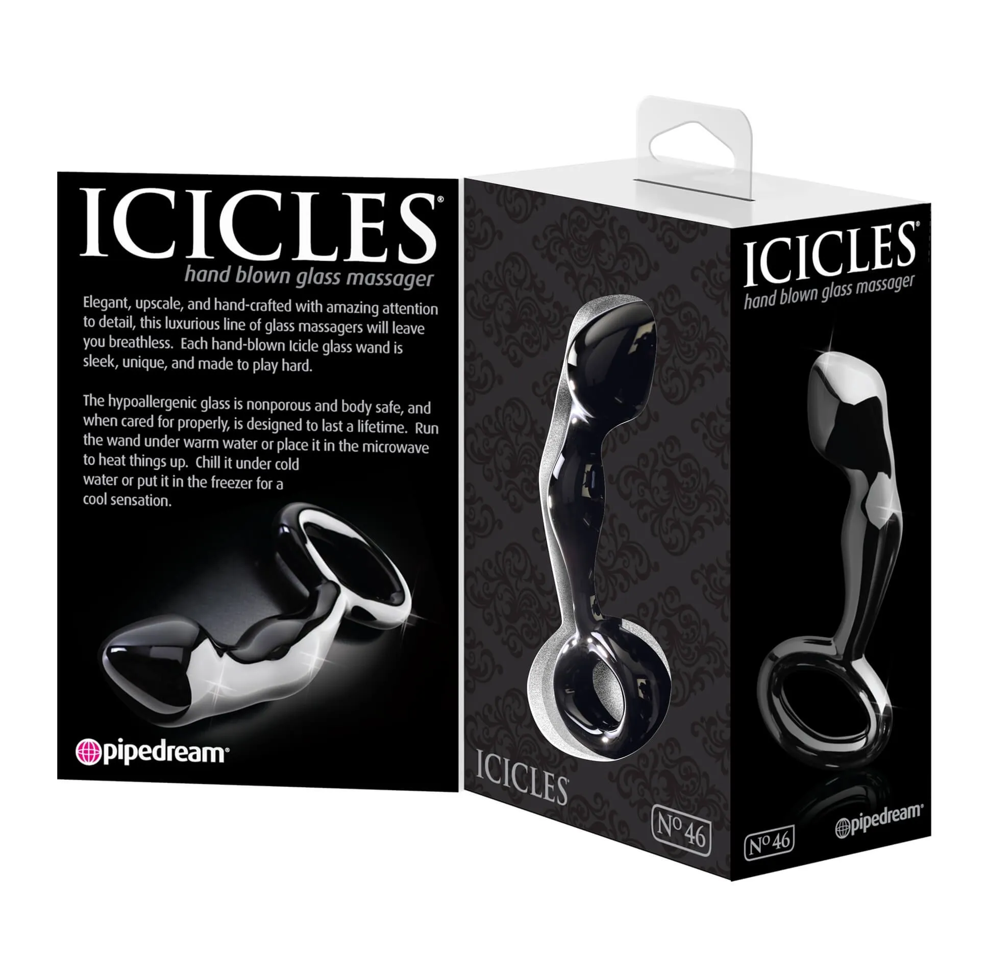 анальная пробка pipedream icicles №46, черная в 