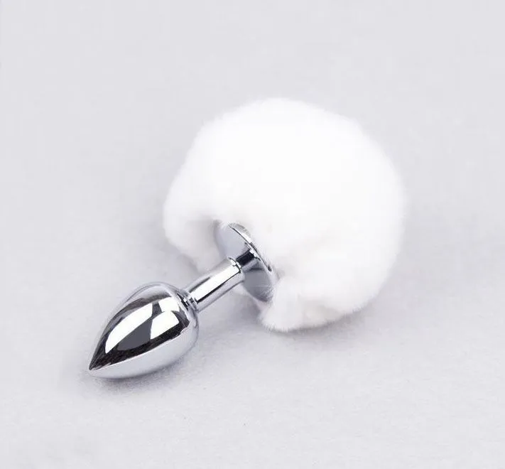 Анальная пробка PinkRabbit с белым мехом