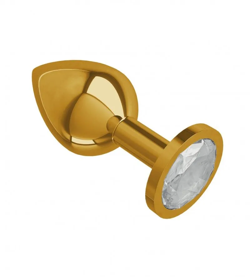 втулка золото средняя с прозрачным кристаллом в 