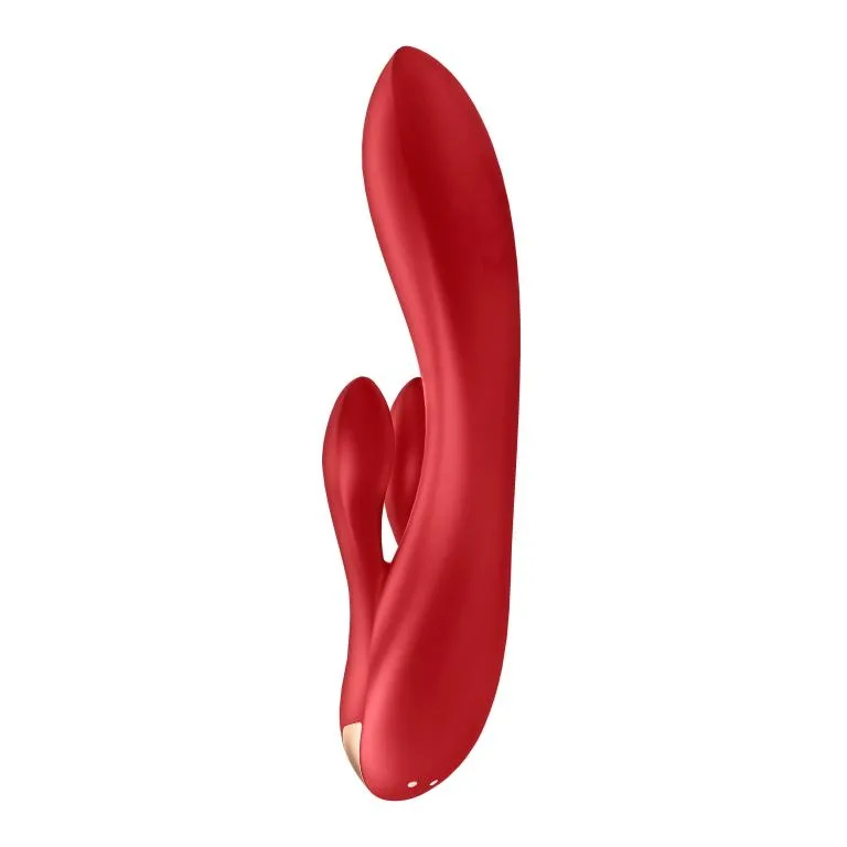 вибратор-кролик satisfyer double flex с двумя клиторальными отростками (красный) в 