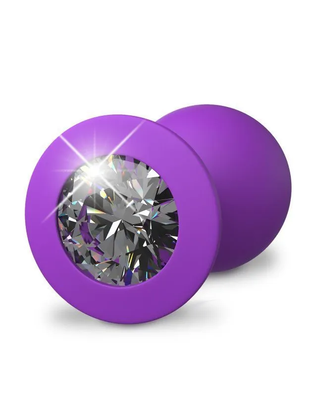 анальная пробка со стразом pipedream her little gem средняя, фиолетовая в 