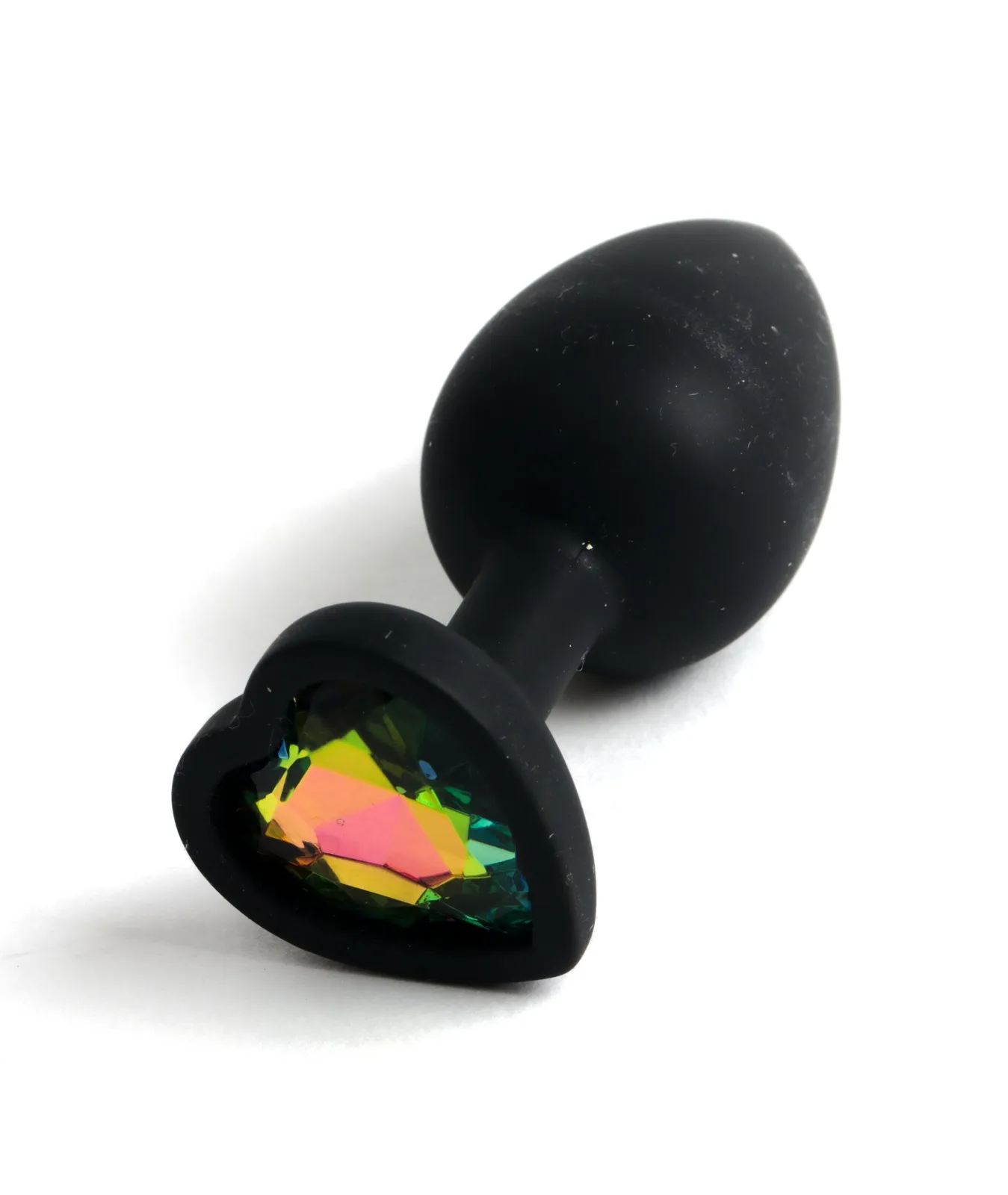 анальная пробка силиконовая в виде сердечка с радужным стразом 47601-mm в 