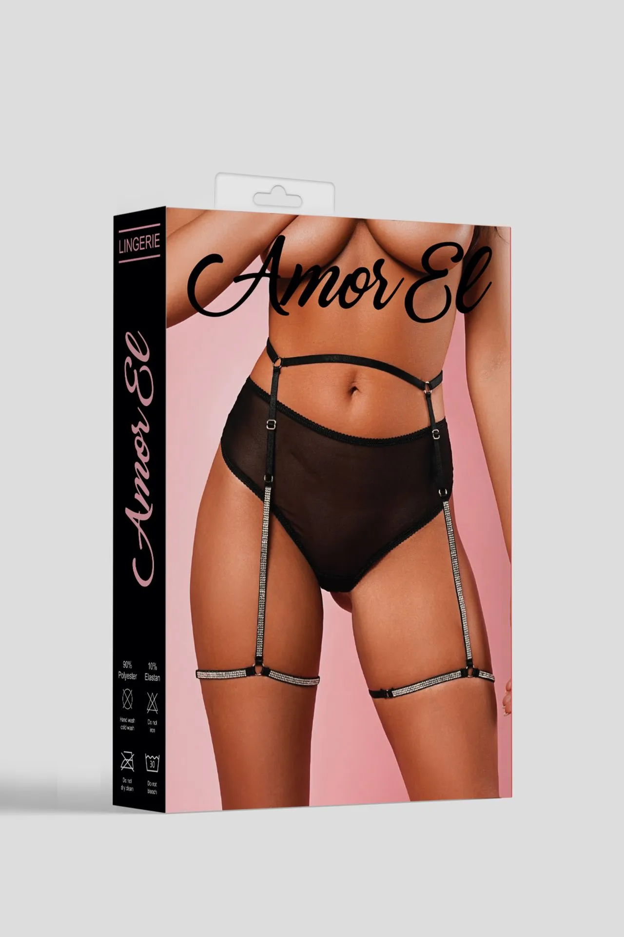 Эротическое трусики с поясом и гартерами  s/m black в 