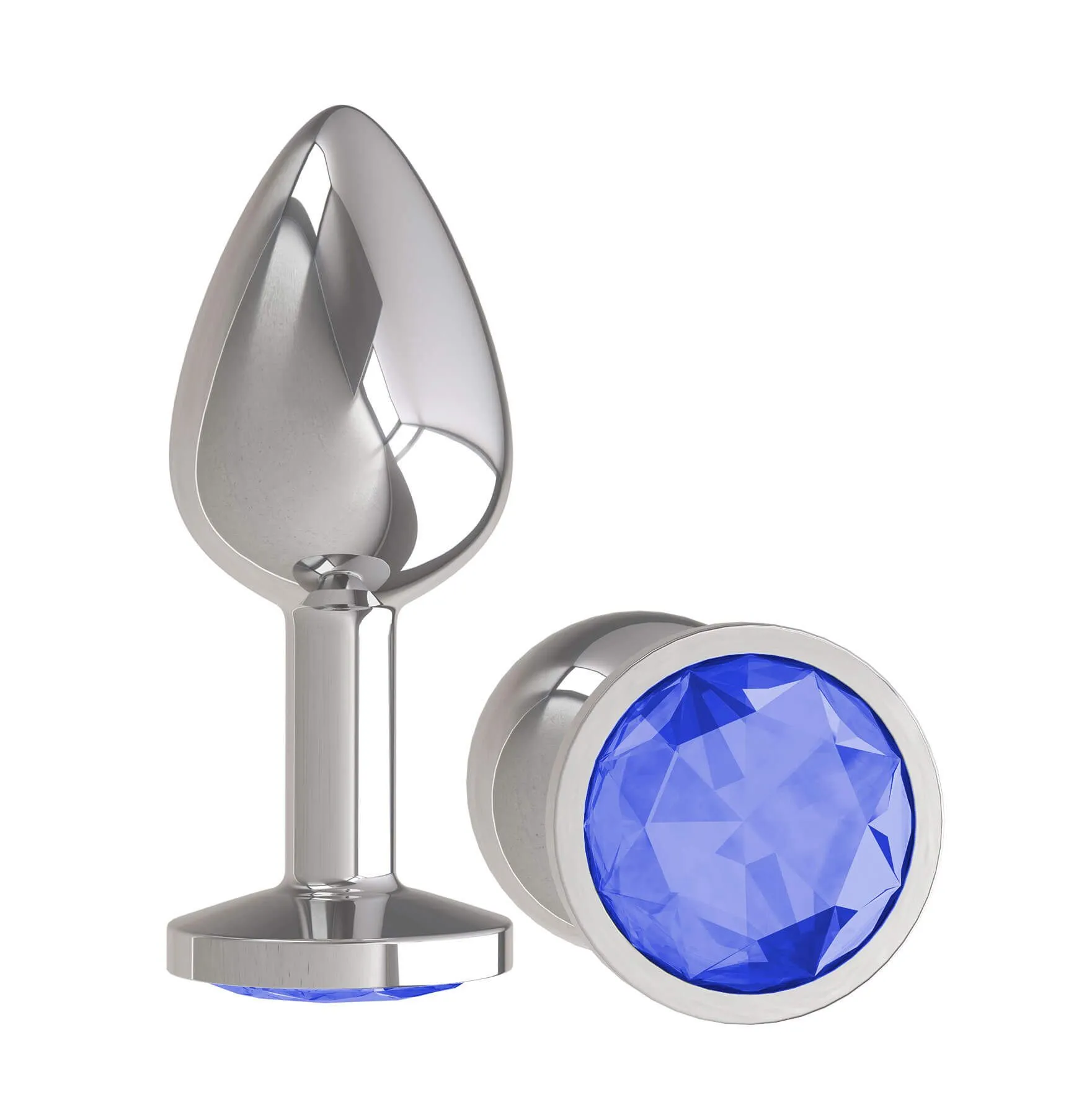 Анальная пробка Dжага Dжага Silver с синим кристаллом