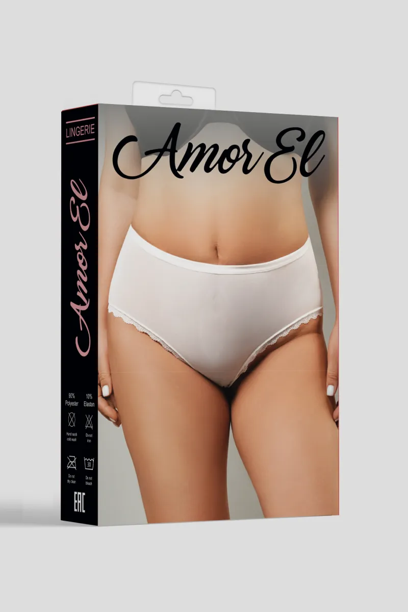 Эротическое белые высокие трусики в размере queen-size в 