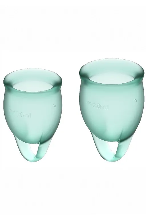 набор менструальных чаш satisfyer feel confident menstrual cup (dark green) в 