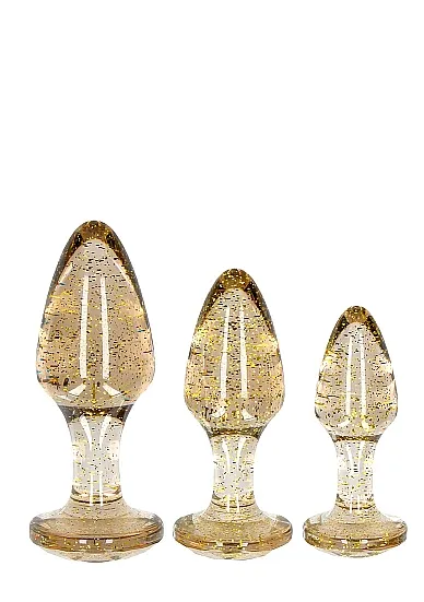 набор акриловых анальных пробок acrylic goldchip butt plug set в 