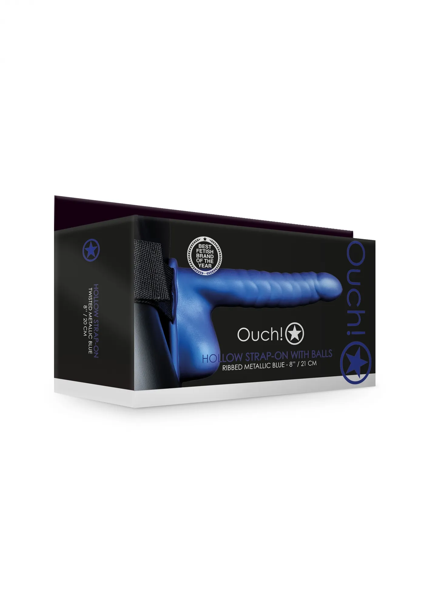 Страпон фаллопротез с ребристой фактурой с мошонкой - 8'' / 21 см