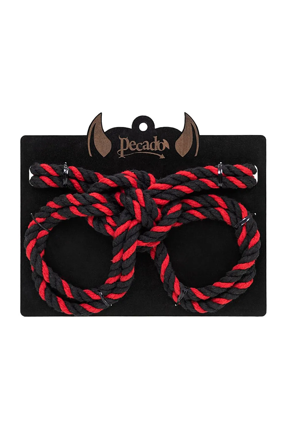 наручники-оковы pecado bdsm, "узел-альфа", из хлопковой веревки, черно-красные, 3,3 м в 