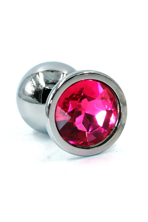 Анальная пробка "Medium" хромированная dark pink