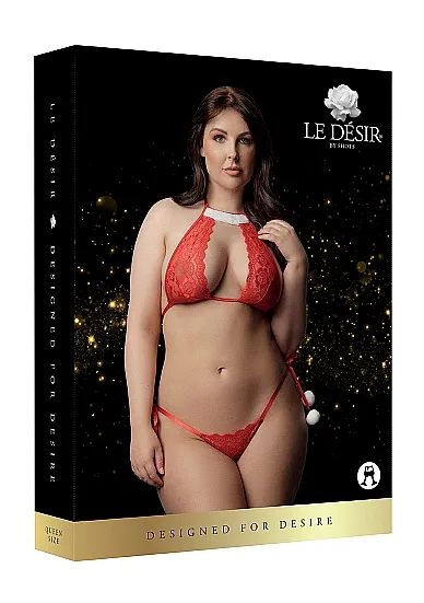 Эротическое комплект кружевного белья snow angel plus size (красный) в 