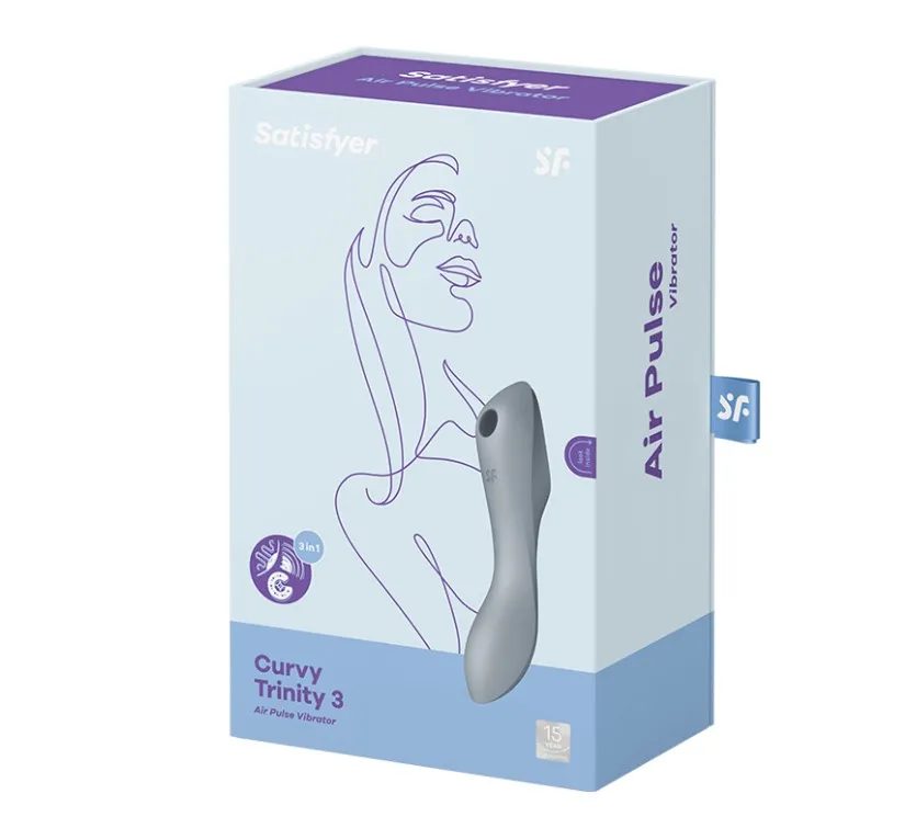 вакуумный массажер satisfyer curvy trinity 3 bluegrey 036533sa в 
