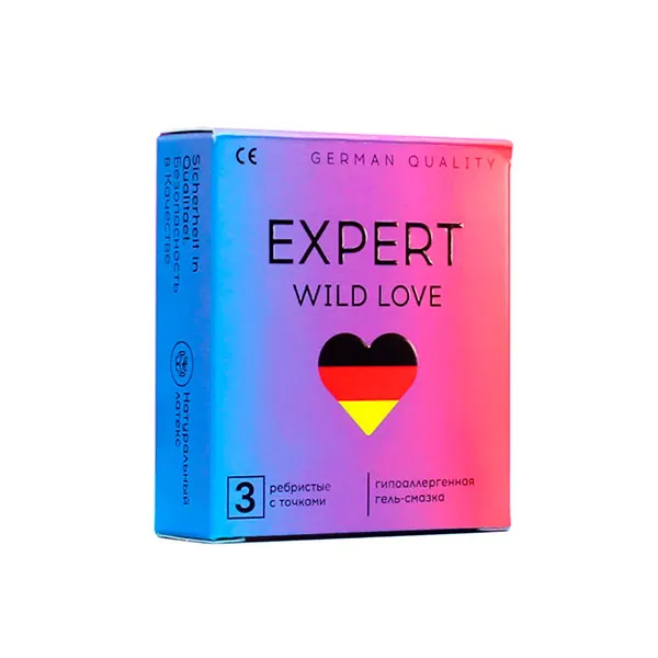 презервативы expert wild love №3, ребристые с точками в 