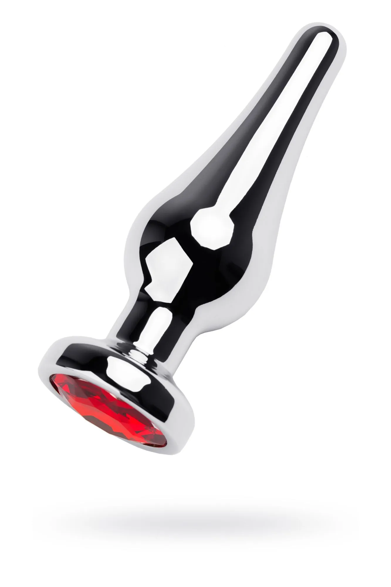 Анальная втулка Metal by TOYFA, металл, серебряная, с красным кристаллом