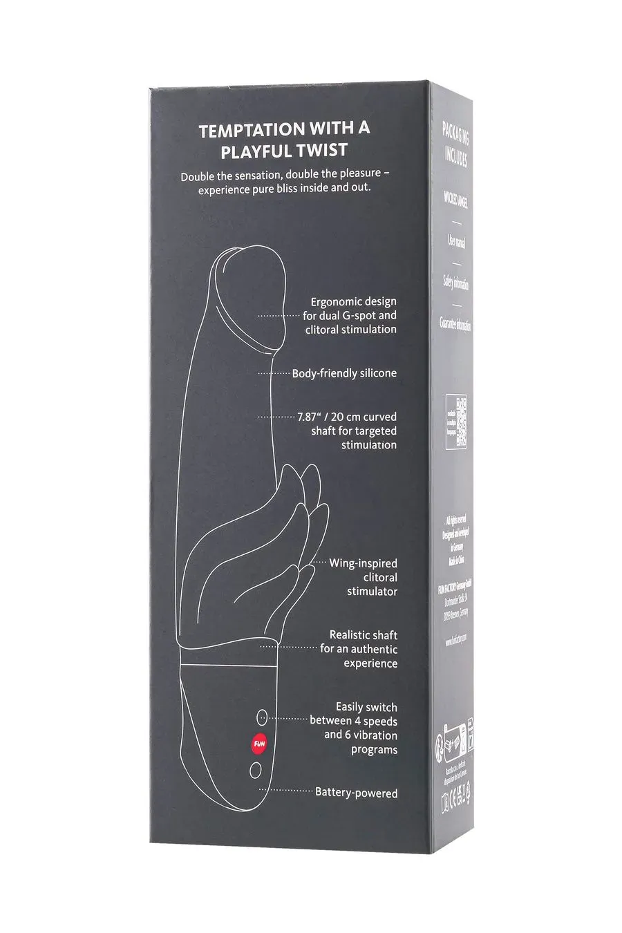 вибратор fun factory wicked angel, силикон, пурпурный, 20 см в 