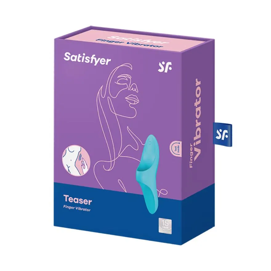 мини-вибратор на палец satisfyer teaser light, голубой в 