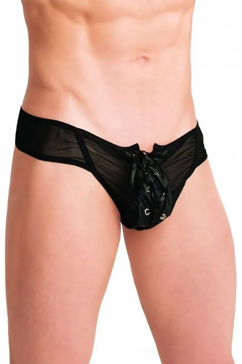 Эротическое трусы мужские flirton со шнуровкой, черные в 