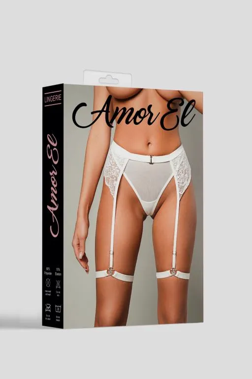 Эротическое женские трусики с поясом и гартерами l/xl cream в 