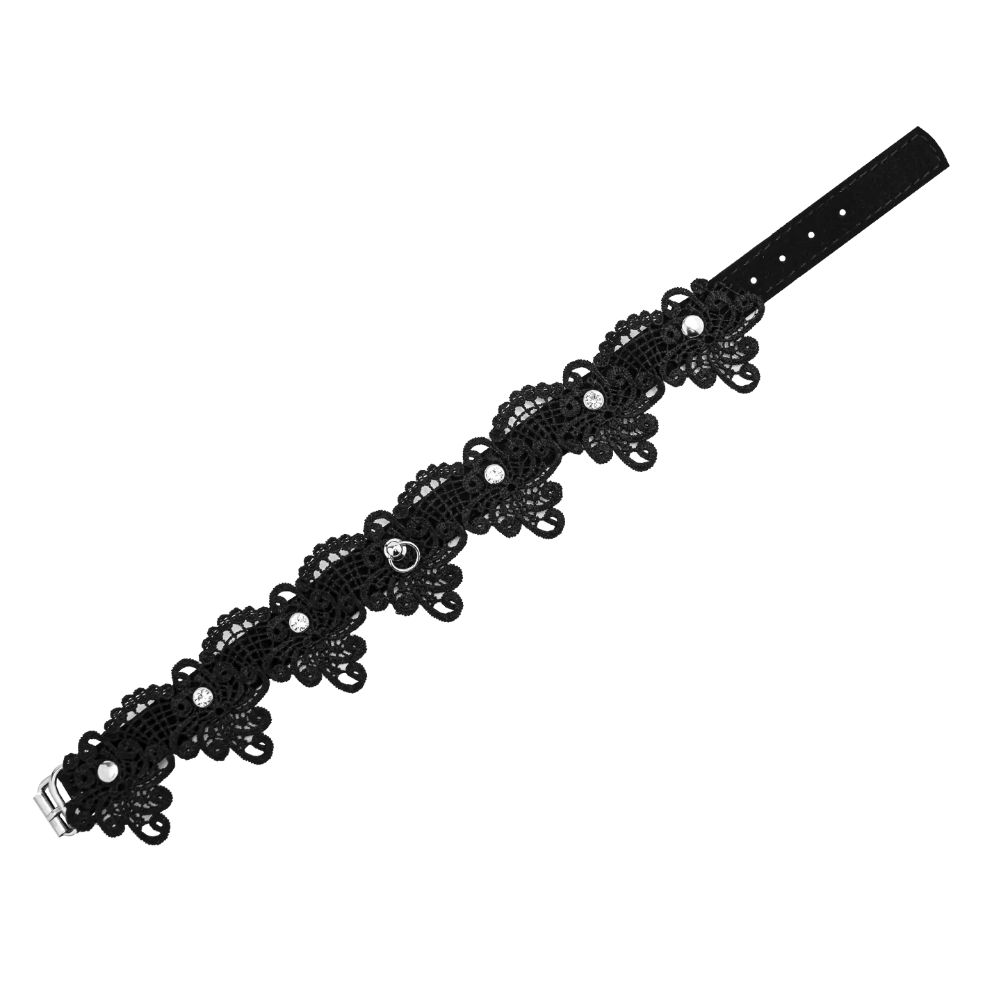 чокер pinkrabbit шарм кружевной со стразами, чёрный в 